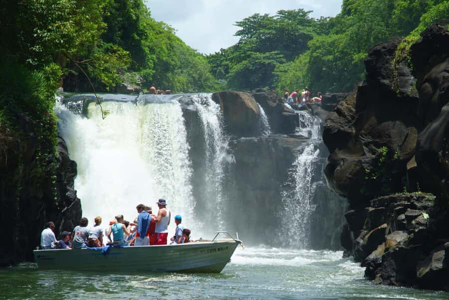 Ile Aux Cerfs Catamaran Cruise sailing from Mahebourg - Grand River South East Waterfall Stop: The Nice View Moment