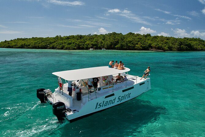 SouthEast Lagoon Discovery on shared basis on a Power Catamaran - Where you start and how the day is structured from Pointe d’Esny